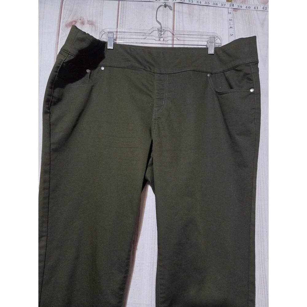 CJ Banks‎ Pants Womens 22W Plus Green Stretch Pull On Skinny Jeggings High Rise